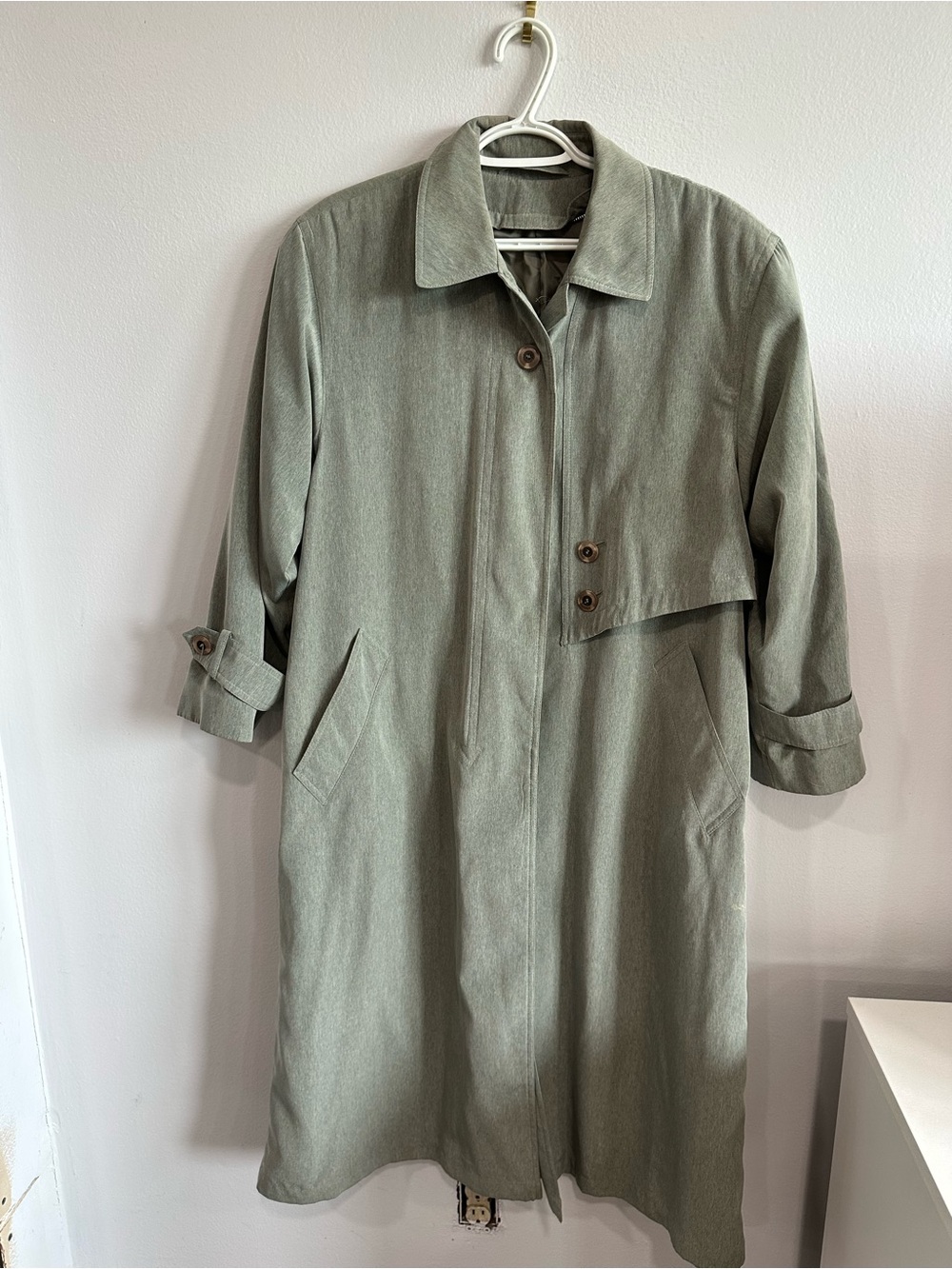 Vintage Misty Harbor Women’s Sage Green Rain Trench Coat 8P Lightweight Jacket